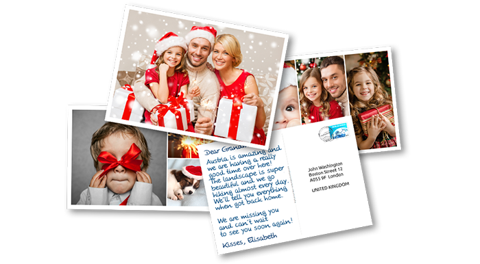 Send Your Personalized Printed Photo Christmas Cards Online We Print And Mail Your Christmas Cards International Free Shipping Photo Cards The Best Postcard App